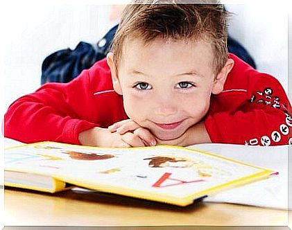 A little boy reading