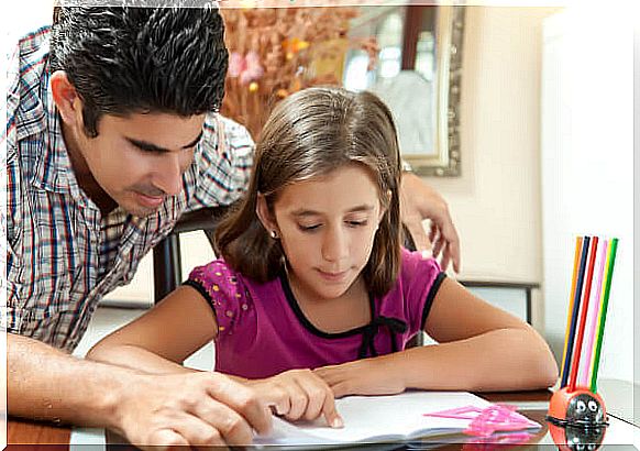 It is essential to help the child so that he learns to do his homework on his own.