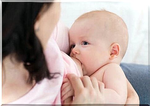 A baby who is breastfeeding