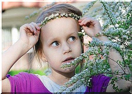 A girl with a wreath of flowers