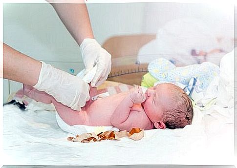 A baby being treated