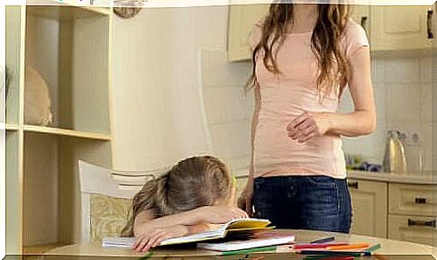 Mother trying to help her daughter cope with stress at school