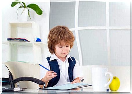 A child doing his homework. 